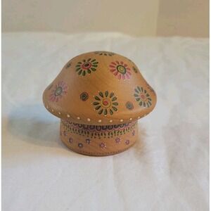 NATURAL LIFE WOOD MUSHROOM TREASURE BOX 3 Inches